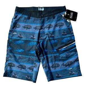 NEW Huk Men's KC Scott Fish Hybrid Fishing Lite Board Shorts Size 30 Swim Trunks